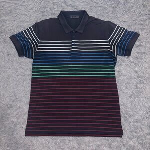 G/FORE Shirt Men’s Large Golf Polo Performance Multicolor Striped Stretch Logo